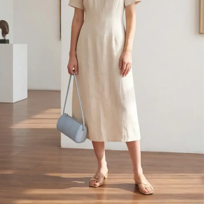 Sac à bandoulière Boston en cuir texturé litchi pour femme