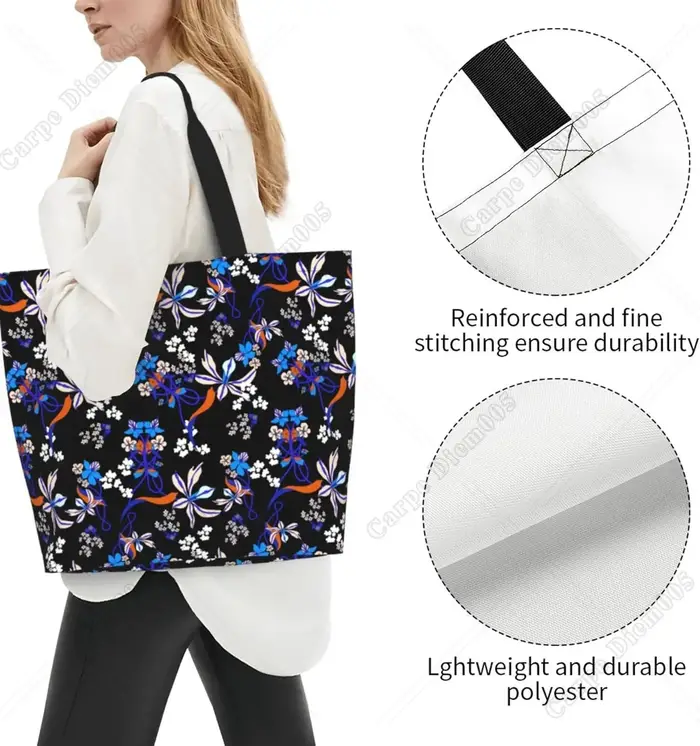 Sac fourre-tout floral bleu vintage pour femme