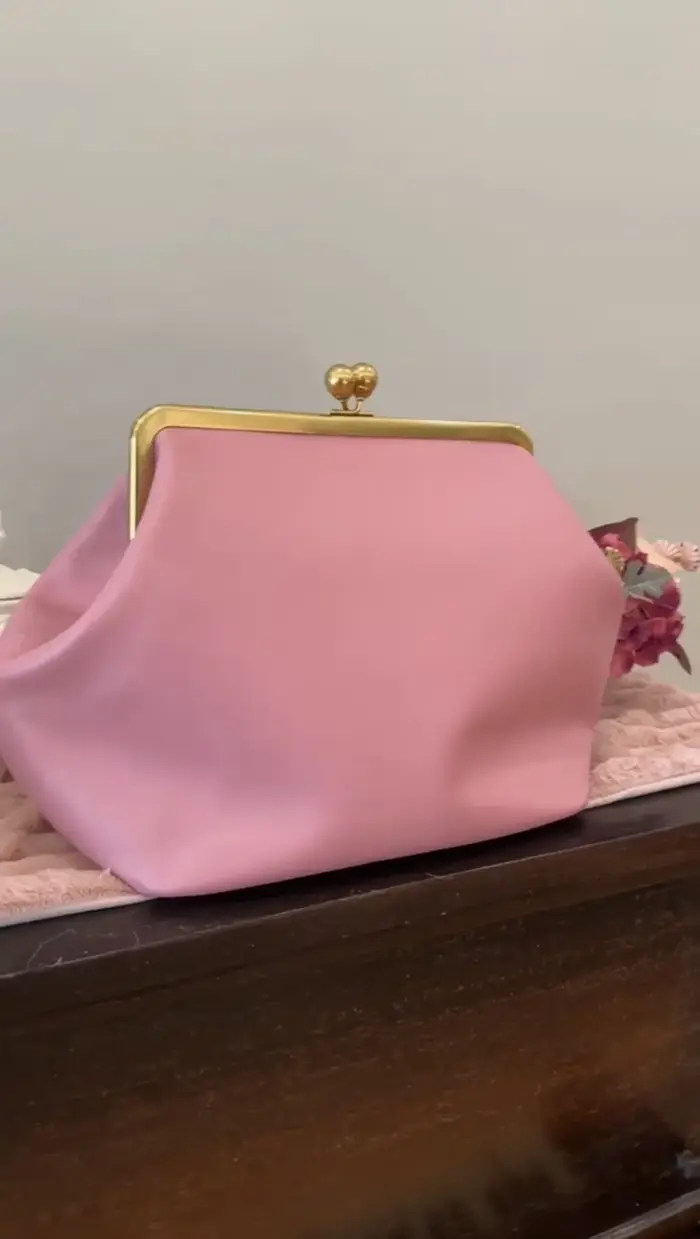 LOST IN VINTAGE sac en cuir artificiel grandes boules baiser-lock grande grande pochette sac à main 