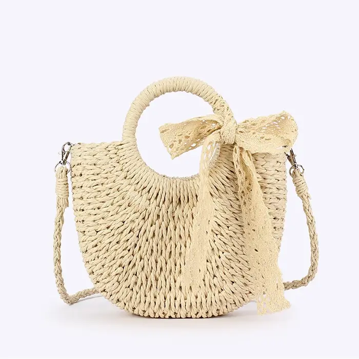 Sac panier en osier tendance pour femme, sac à bandoulière unique, sac en herbe tressé fait main, st
