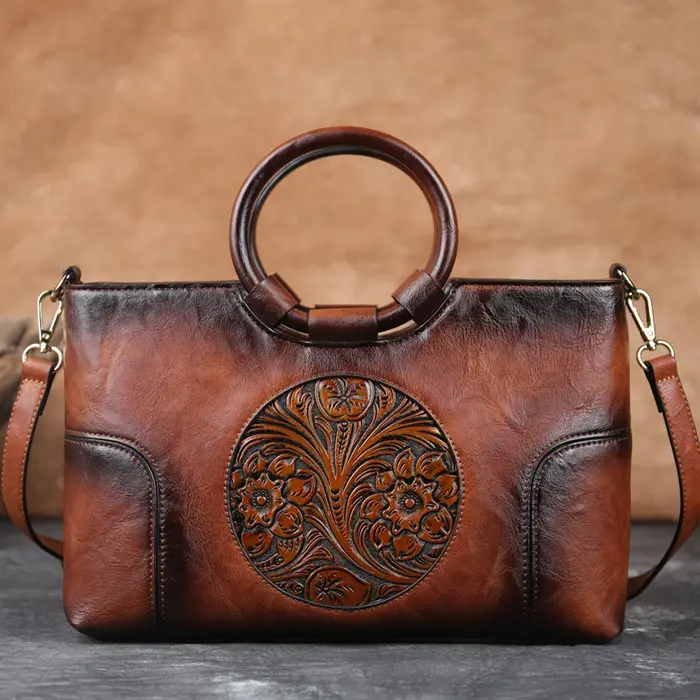 Sac à main rétro en cuir PU pour femme, gaufré, grande capacité, sac messager initié, marron, noir,
