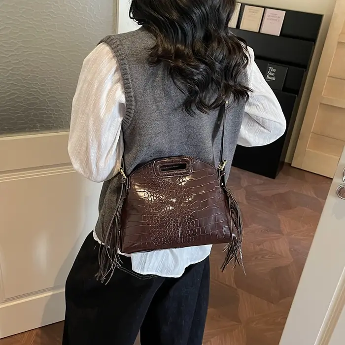 Sac à Main de trajet de mode Sac à bandoulière en cuir de Crocodile noir dame pochette de soirée de créateur couleur