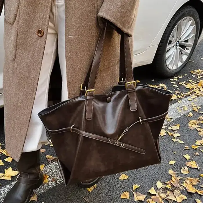 Sac fourre-tout Vintage marron de grande capacité