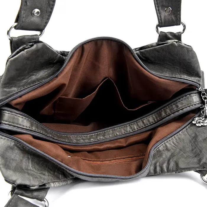 Sac à bandoulière rétro Punk pour femmes, sac à bandoulière avec chaîne en métal, multi-poches, gran