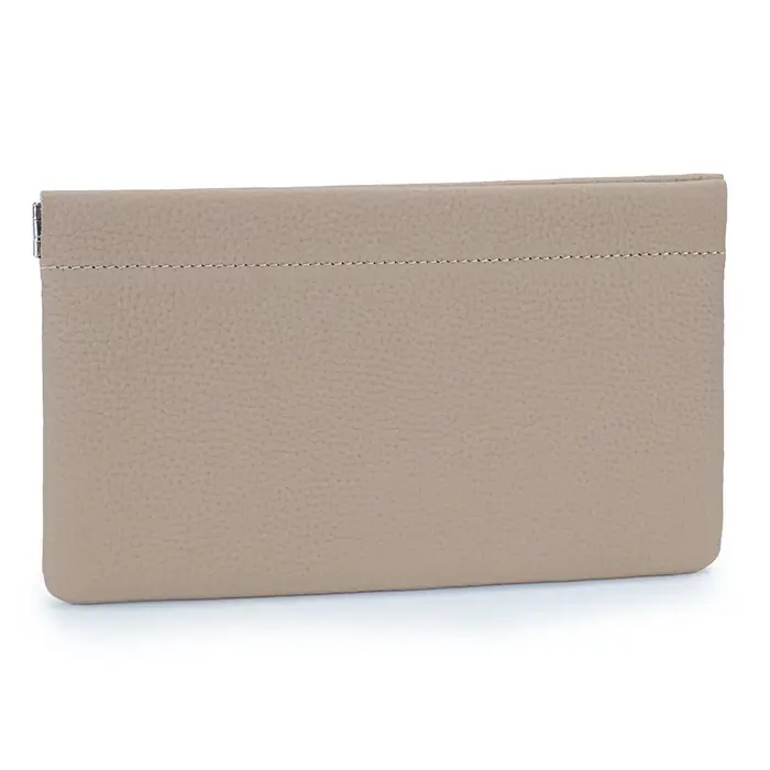 Pochette à pince en cuir véritable pour femme