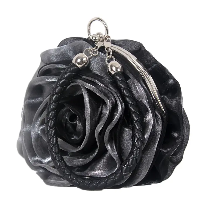 Pochette de mariage en soie pour femmes avec fleur de camélia