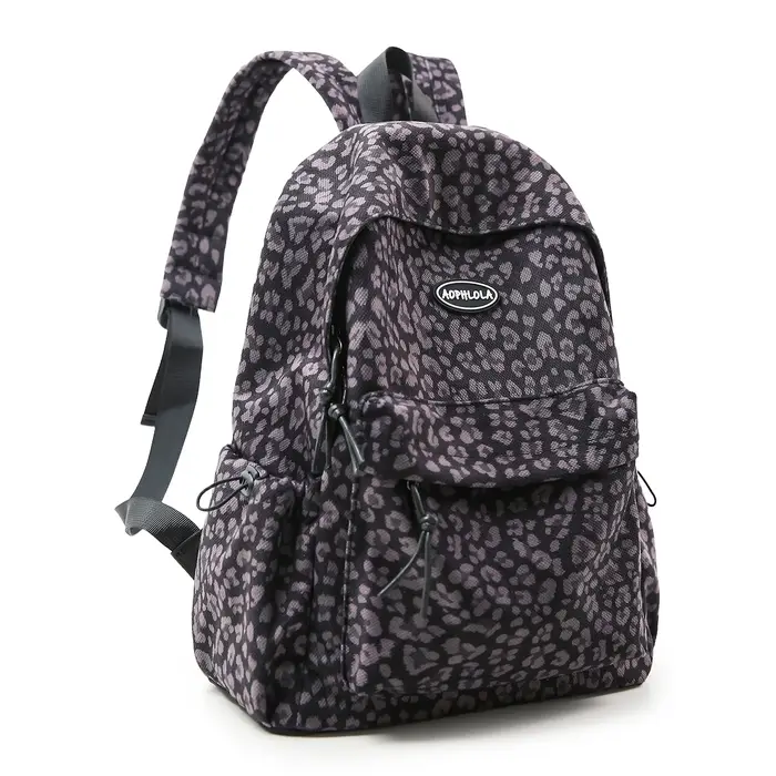Matériel en daim imprimé léopard femme sac à dos école livre sacs pour adolescentes