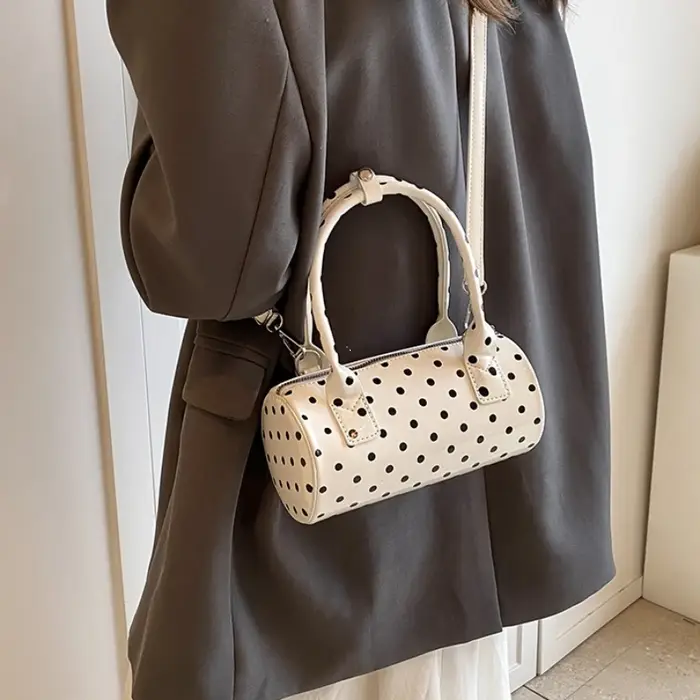 Sac à main en cuir PU à pois