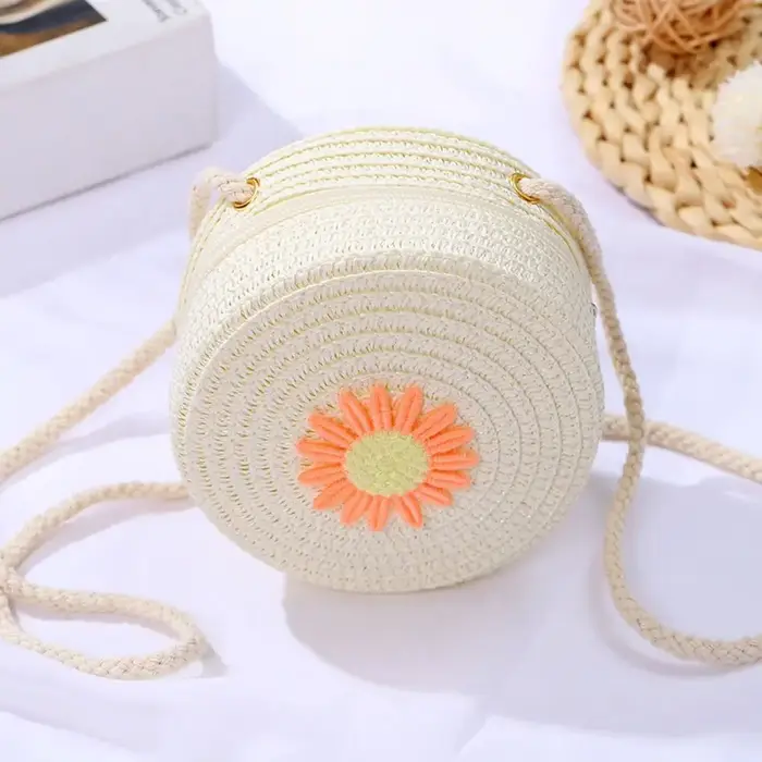 Sac à main rond en rotin pour femmes