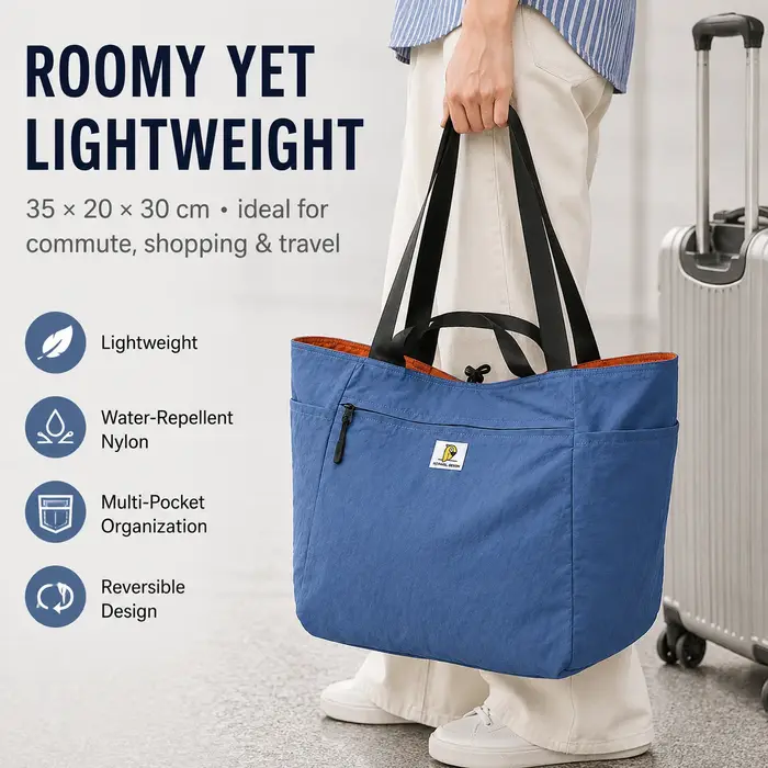 Sac fourre-tout en nylon lavé pour femmes