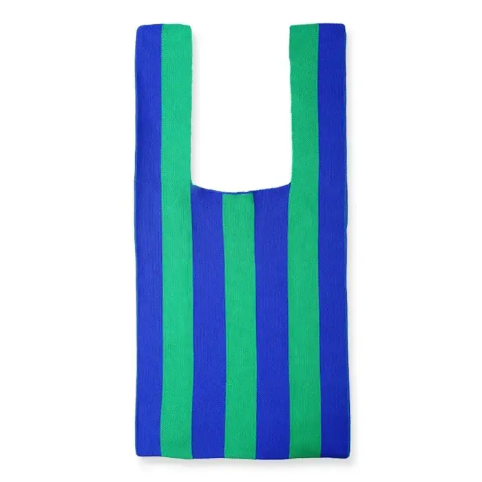 Mode coréenne gilet fourre-tout sacs doux coloré tricoté sac à main contraste rayure pliable