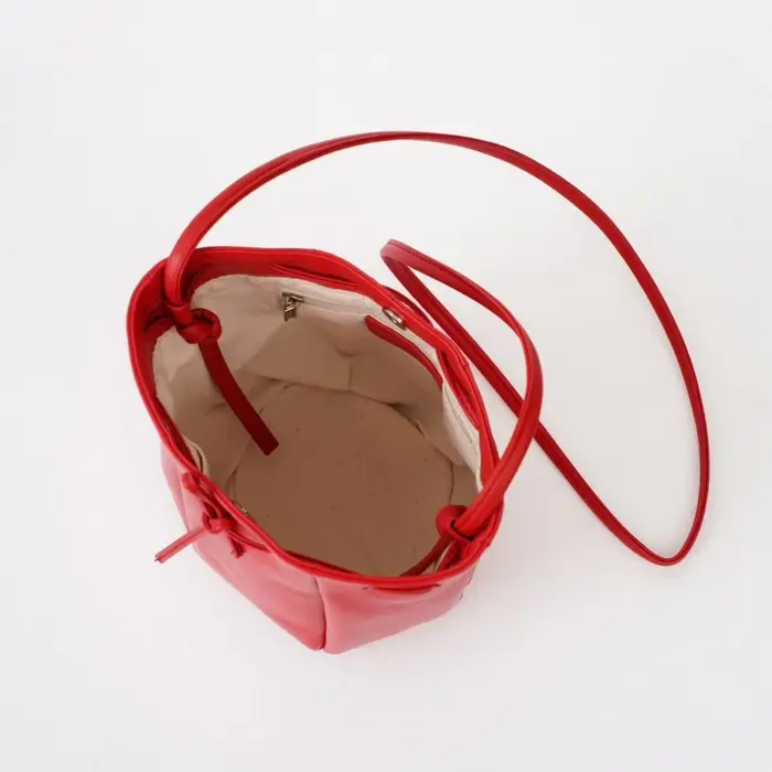 Sac seau à cordon en peau de mouton 2025 nouveau design de niche de printemps sac à bandoulière en cuir véritable mini
