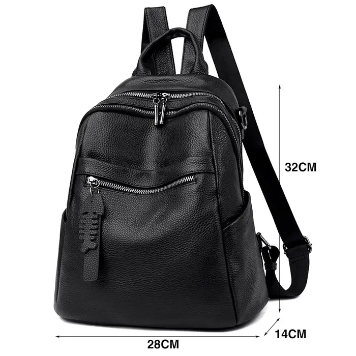Sac à dos en cuir véritable pour femmes, sac à dos décontracté pour filles, sac à dos de voyage gran