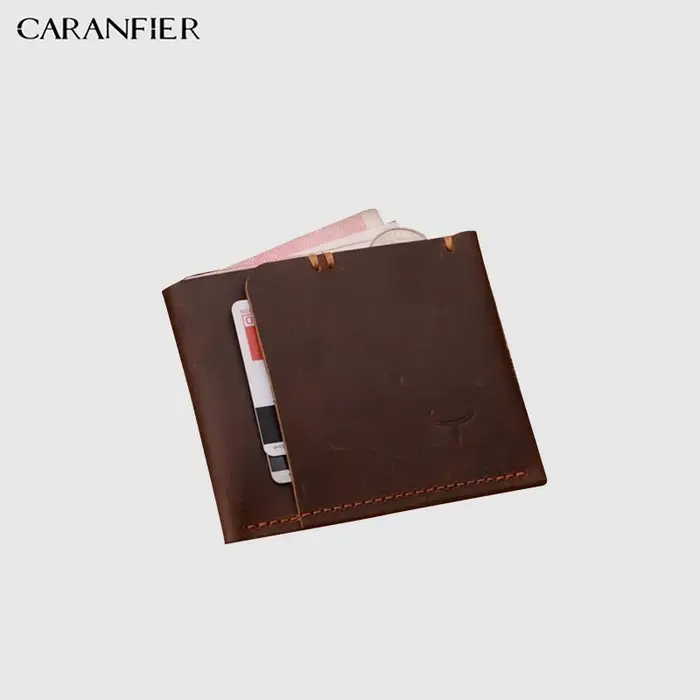 CARANFIER hommes cartes sacs Crazy Horse cuir homme Catera porte-monnaie support durable sac femmes