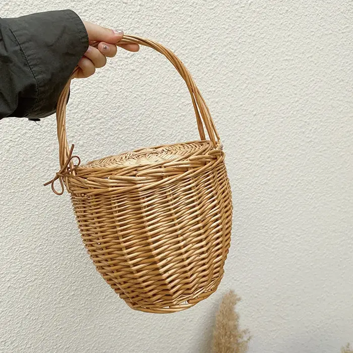 Meet You Trend Sac en rotin tissé à la main bohème été panier en osier sac