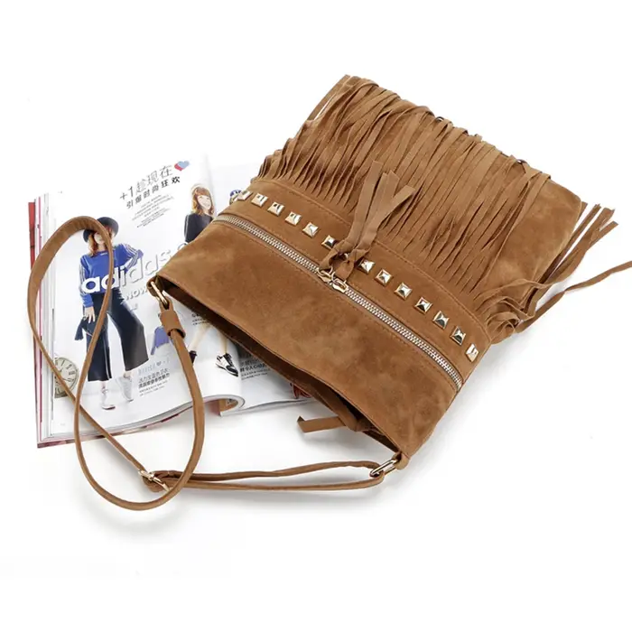 Sac messager design frange avec sangle réglable