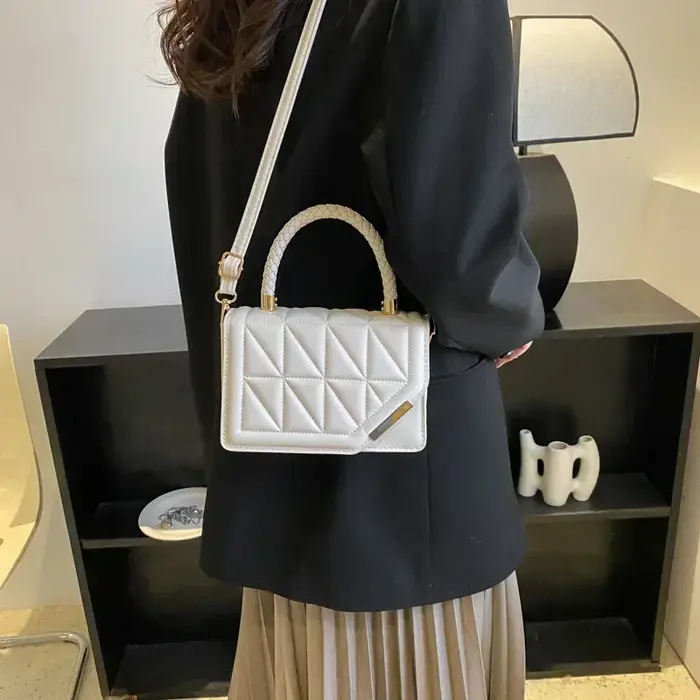 Sac à bandoulière en cuir PU à carreaux pour femmes