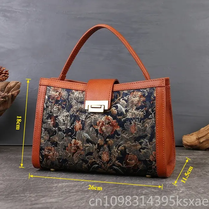 Sac fourre-tout convertible pour femme avec broderie vintage