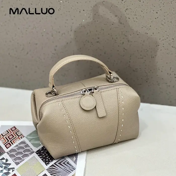 Sac Boston Mini en Cuir de Vachette Véritable pour Femme