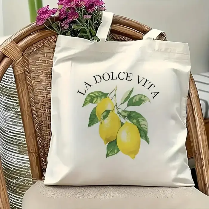 Sac fourre-tout en toile La Dolce Vita au citron