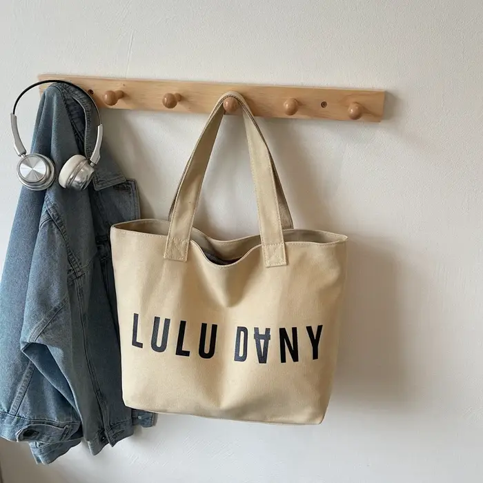 Sac à main en toile imprimé lettre pour femme | Sac fourre-tout à bandoulière de grande capacité