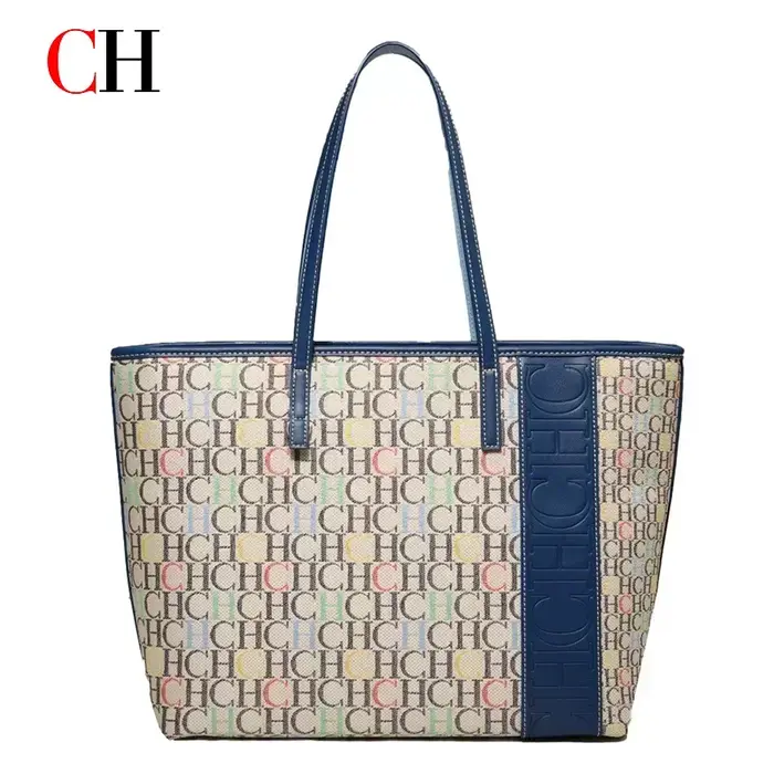 Sac fourre-tout CH en cuir véritable marron avec monogramme