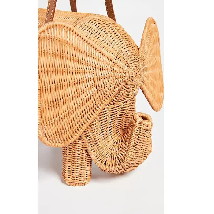 Sac à main éléphant en rotin tissé à la main pour femme