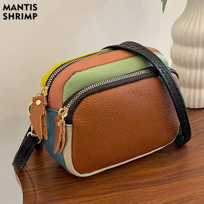 Sac en cuir véritable de vache pour femmes, couleur aléatoire, sacoche à la mode, petit sac à bandou