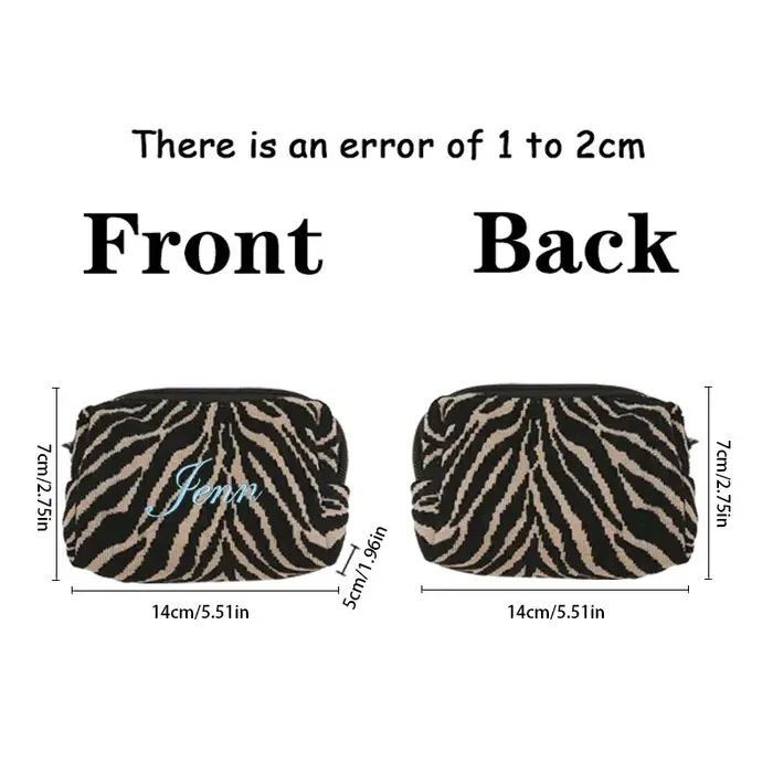 Pochette cosmétique personnalisée Zebra – Trousse de toilette de voyage brodée