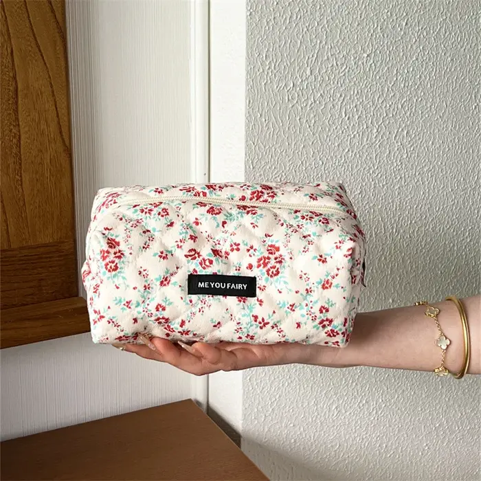 2025 Vintage Floral vanité étui doux Jacquard maquillage pochette femmes fermeture éclair