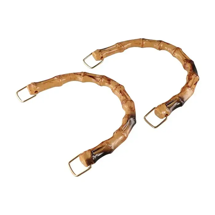 2 pièces poignées en bambou or naturel exotique toucher lisse poignée de sac à main en forme de U