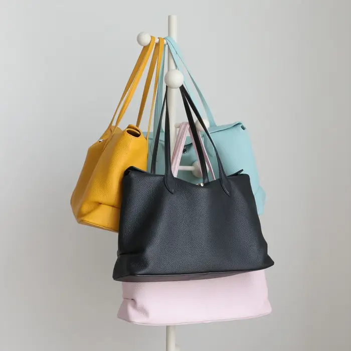 Sac fourre-tout en cuir véritable Spring - Sac à bandoulière en cuir de vachette grande capacité, plusieurs couleurs