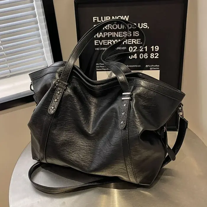 Sacs fourre-tout de grande taille pour femmes, en cuir PU souple, couleur Pure, grande capacité, sac