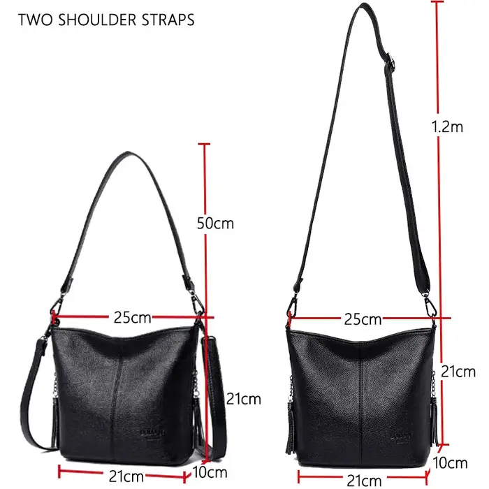 Sac à main en cuir avec pompon pour femme