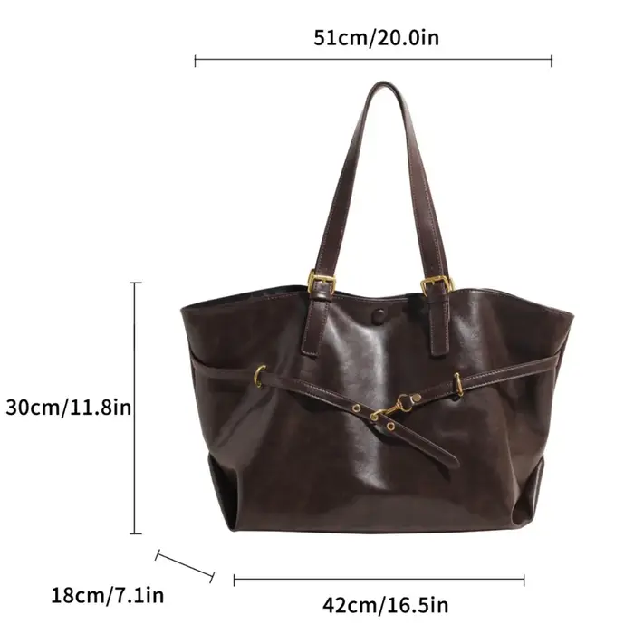 Sac fourre-tout vintage en cuir PU ciré à l'huile