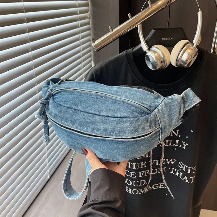 Sac bandoulière rétro en jean pour femme