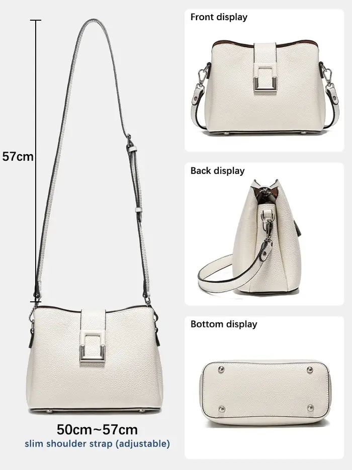 Zency-Grand Sac à Main en Cuir group pour Femme, Sac à Bandoulière Blanc, Noble, Designer, Initié Co
