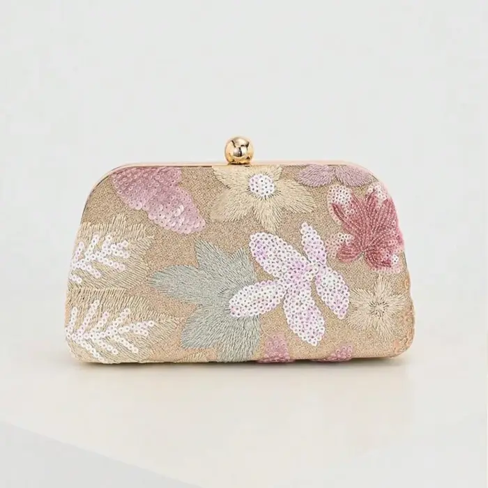 Pochette pour femme avec motif floral aléatoire, pochette de luxe légère pour mondaine, sac de soiré