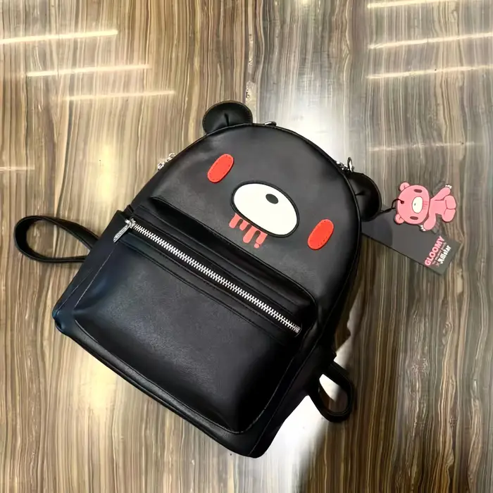 Sac à dos en cuir PU noir Y2K, style ours, Kawaii, effrayant, mignon, gothique, punk, sac de poupée,