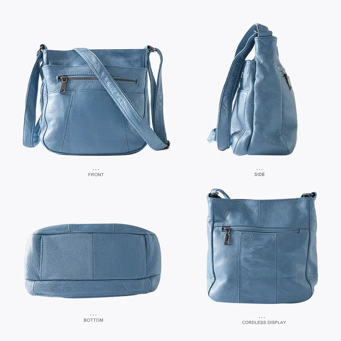 ANGENGRUI nouveau sac pour femme en cuir véritable décontracté une épaule sac à bandoulière multi poche sac de messager