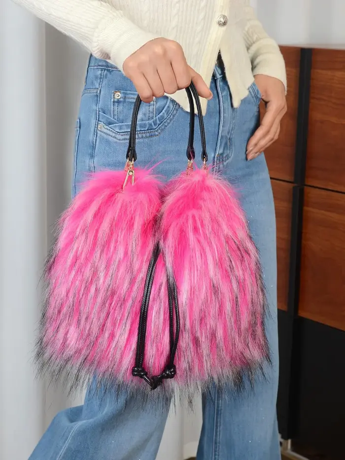 Sac à main tendance en fausse fourrure pour femme