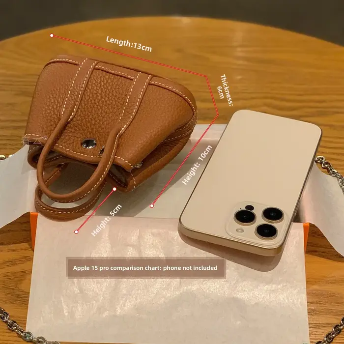 Mini sac de luxe en cuir véritable cousu main avec fil ciré