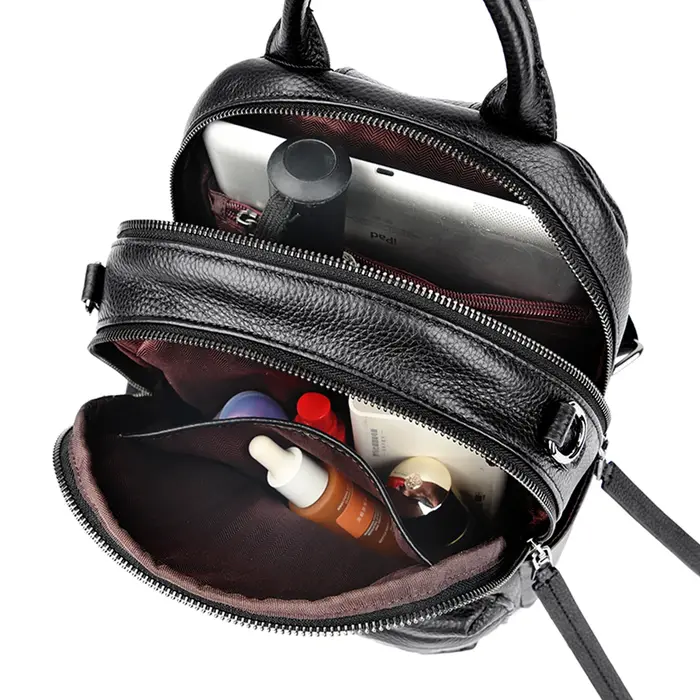 Sac à dos classique en cuir véritable pour femmes