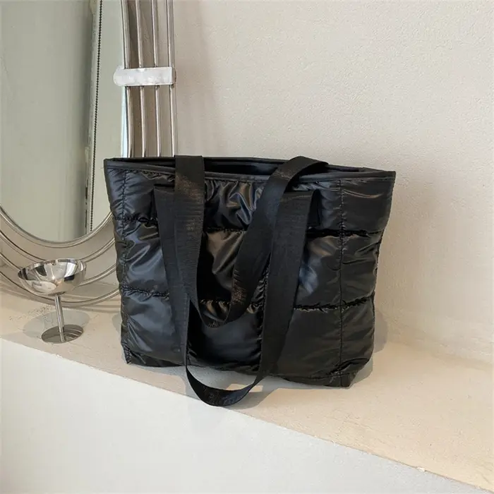 Mode femmes sac fourre-tout grande capacité coton rembourré dames fourre-tout sacs à main losange sa