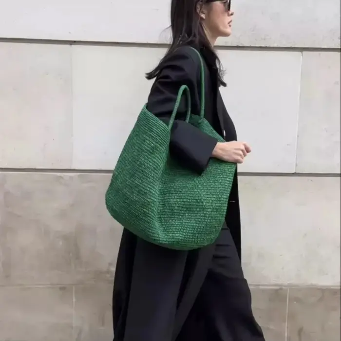 Sac fourre-tout en paille de raphia grande capacité pour femme