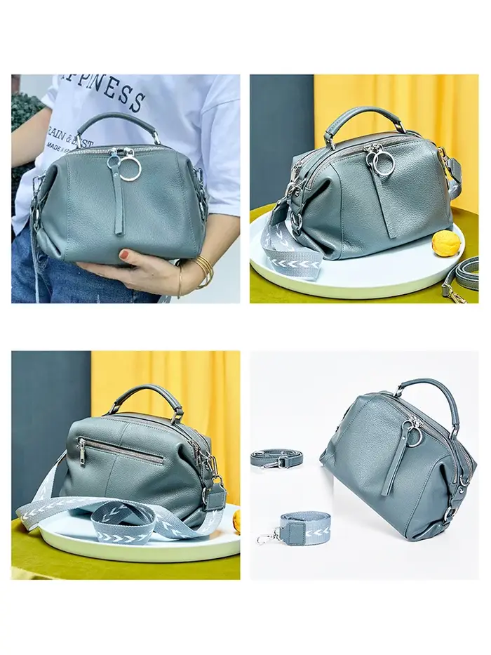 Zency élégant sac à main en cuir véritable femmes sac à bandoulière grande capacité Simple moyen sac