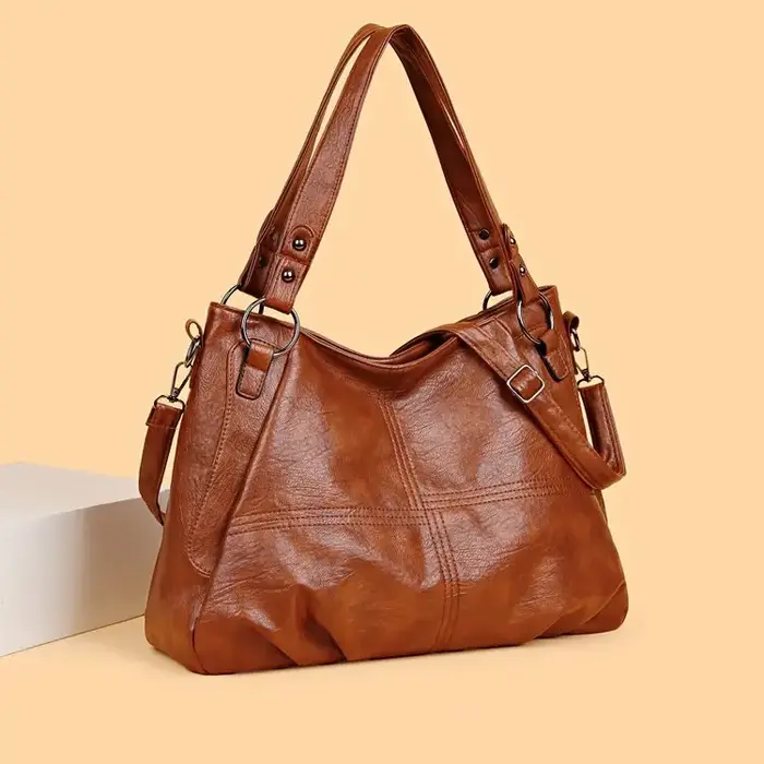 Sac à bandoulière en cuir souple grande capacité pour femme – Nouvelle collection tendance, style ur