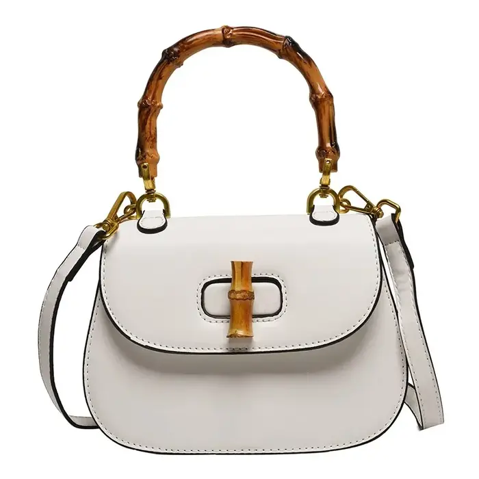 Sac de selle Chic à poignée en bambou pour femmes, sacs à bandoulière simples haut de gamme, sacs à
