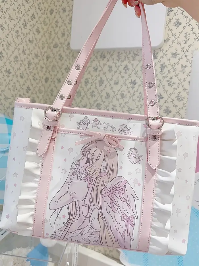 Sac fourre-tout rose en cuir PU pour femme