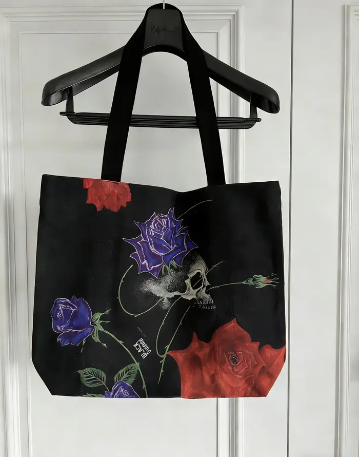 YAMAMOTO design original rose crâne sac à bandoulière à main toile sac à provisions imprimé